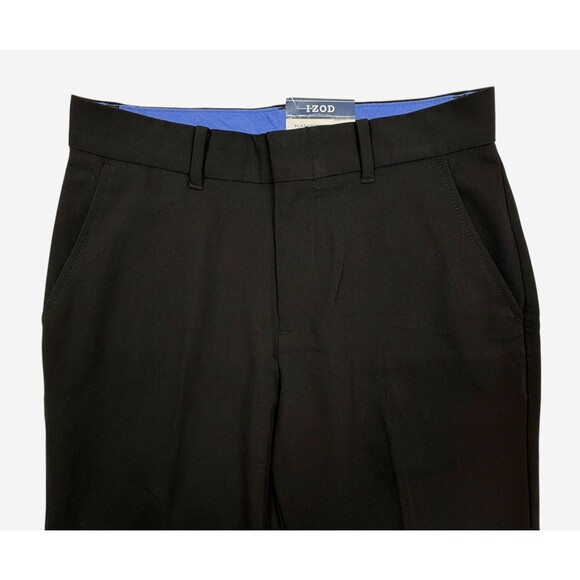 NWT Izod Boys Black Flat Front Stretch Dress Pants Slacks Uniform 14 Regular - Picture 3 of 13